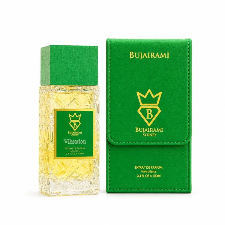 Bujairami Vibration Extrait De Parfum 100ML fresh citrus woody unisex fragrance with grapefruit, ginger, cedar and musk in Doha Qatar