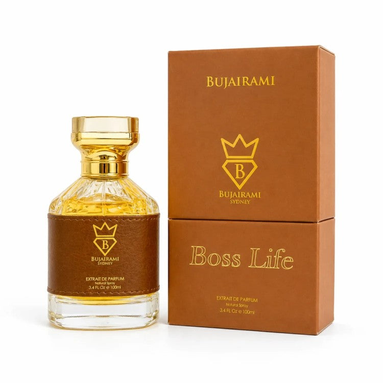 Bujairami Boss Life Extrait De Parfum 100ML bold woody aromatic fragrance with amber and musk available online in Doha Qatar at Fantasy Centre