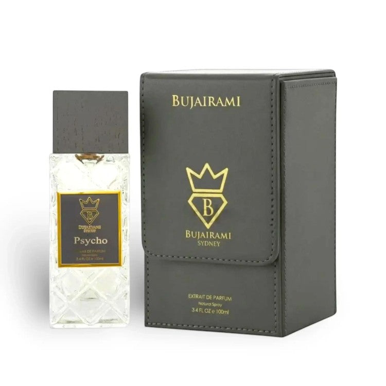 Bujairami Psycho Extrait De Parfum 100ML fresh citrus fragrance with grapefruit bergamot ginger and musk in Doha Qatar