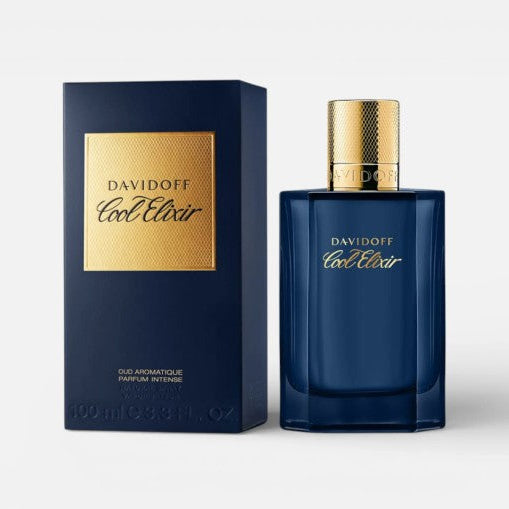 Davidoff Cool Elixir Parfum Intense 100ML woody aromatic men's perfume with lavender and oud accord available online in Doha Qatar at Fantasy Centre