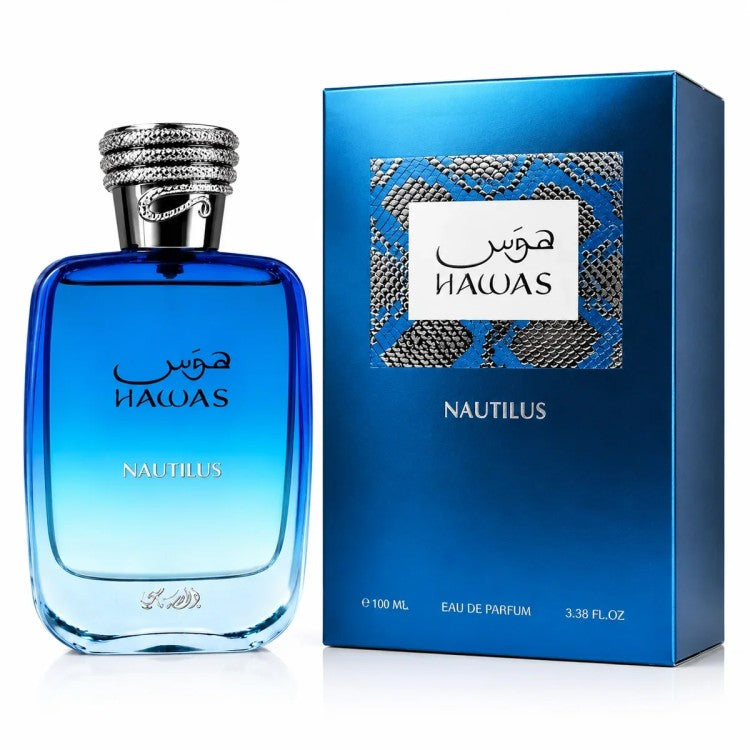 Hawas Nautilus Eau De Parfum 100ML fresh aquatic men's fragrance with citrus and marine notes available online in Doha Qatar