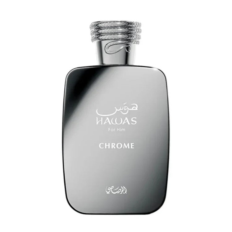 Rasasi Hawas Chrome Eau De Parfum 100ML fresh aquatic woody men's perfume bottle in Doha Qatar at Fantasy Centre