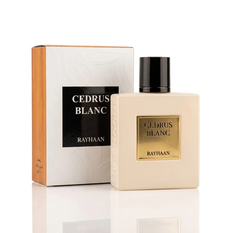 Rayhaan Cedrus Blanc Eau De Parfum 100ML fresh woody fragrance with citrus, cedarwood and musk available online in Doha Qatar